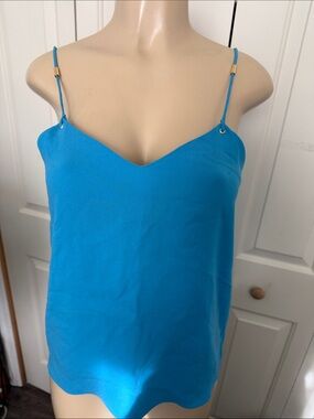 Tibi Bright Turquoise Spaghetti-Strap V-Neck Cami